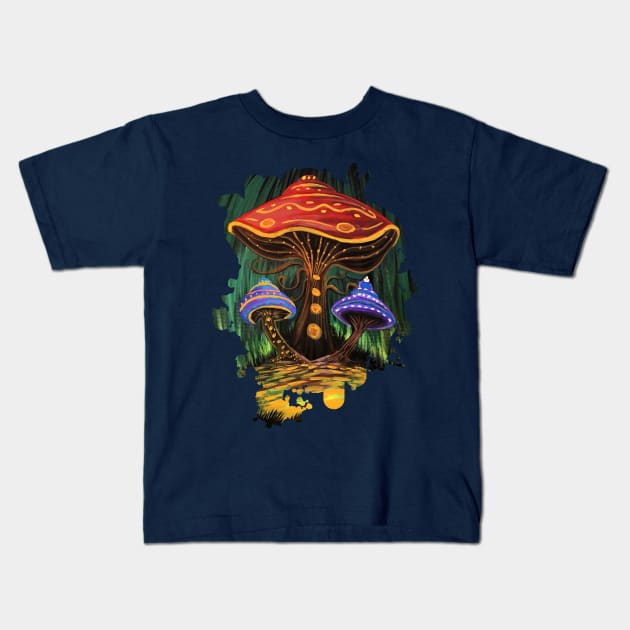 A Mushroom World Kids T-Shirt by adamzworld